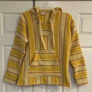 Mexican Baja Hoodie Pullover Blanket Sweatshirt Drug Rug Yellow Medium